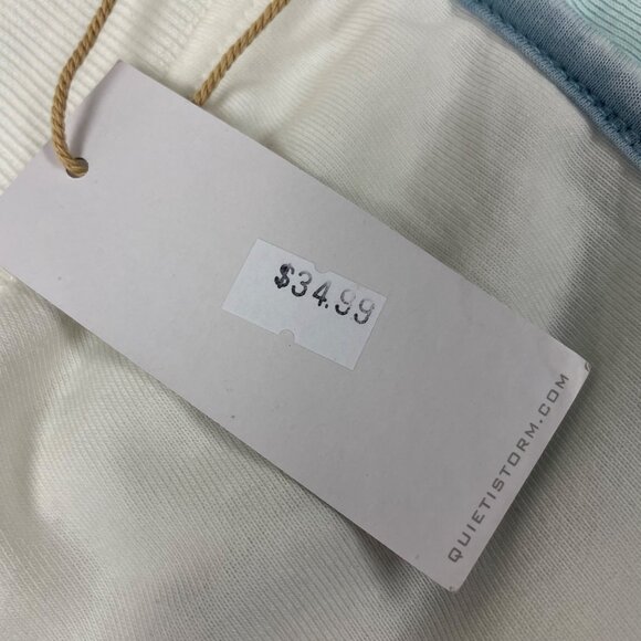 Quiet Storm Surf Shop Drawstring Sweat Shorts White Blue Sz MED - Picture 8 of 9